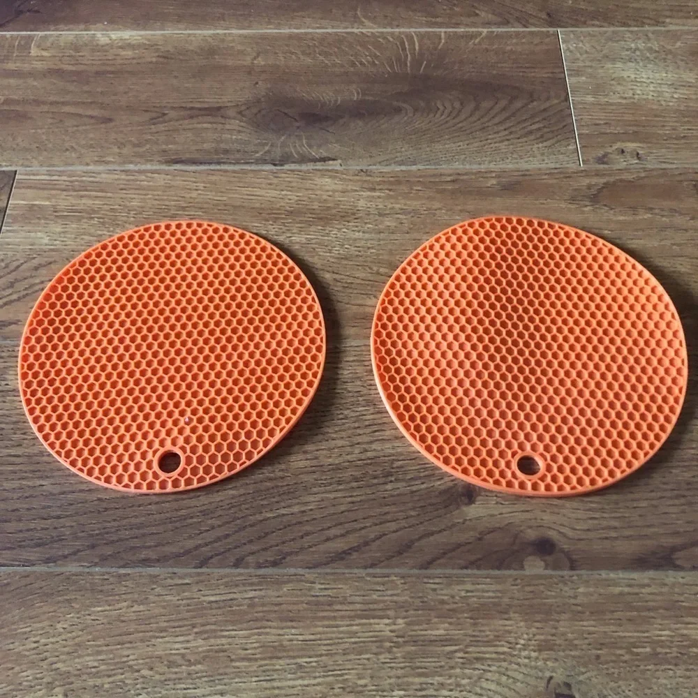 Orange silicone trivets set of 2